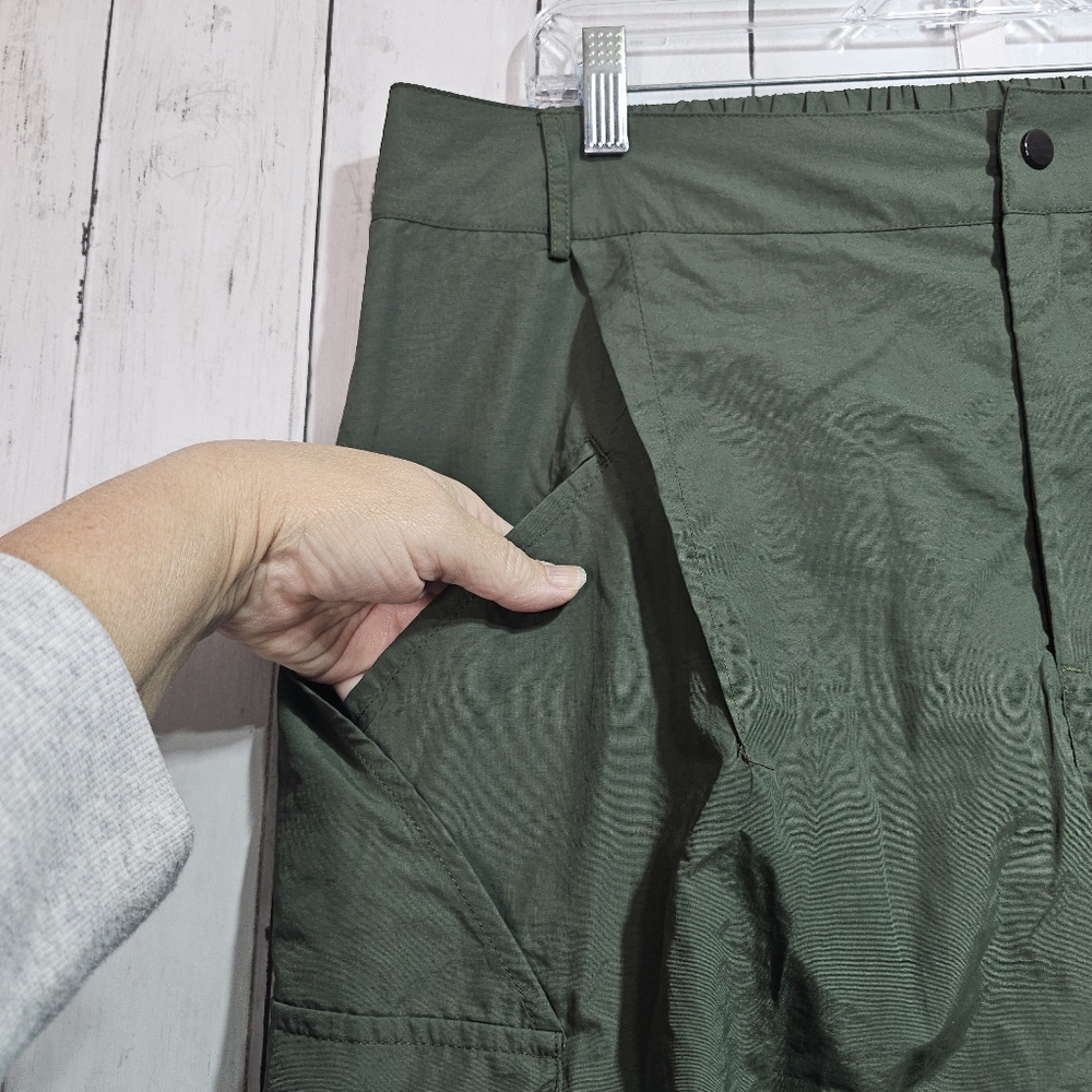 NWOT Halara Womens Green Mid Rise Side Pocket Wide Leg Nylon Cargo Pants Size XL - Picture 5 of 11
